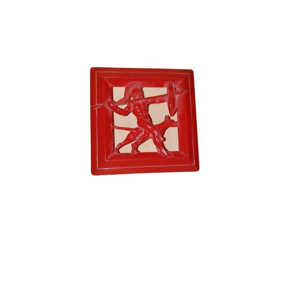 Red and white hickok mens jewelry box with Roman soilder motif